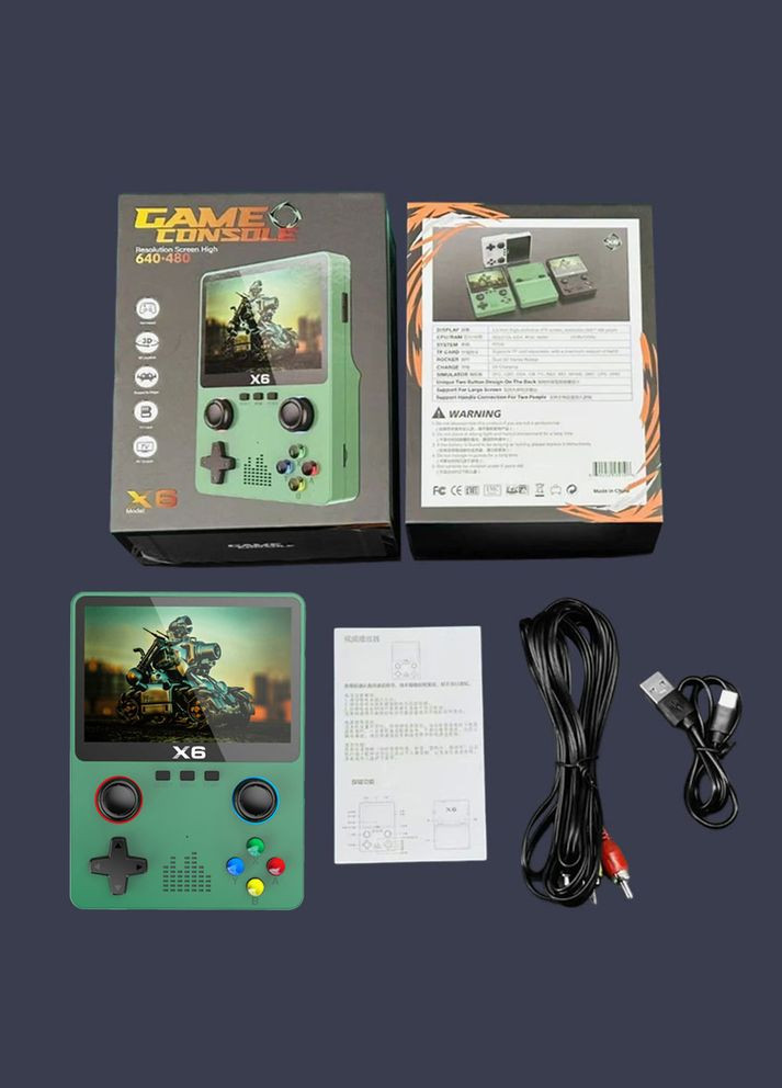 Портативна ігрова приставка X6 10000 ігор / 3.5'' IPS, 640x480 / AV вихід / консоль, ретро / 2000 mAh Black No Brand (322566695)