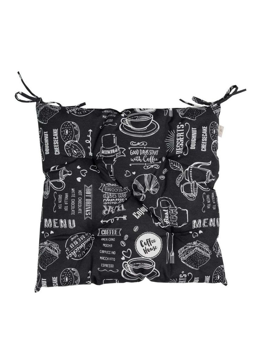 Подушка для стільця Breakfast black 40х40 см Чорно-білий Прованс (372806211)