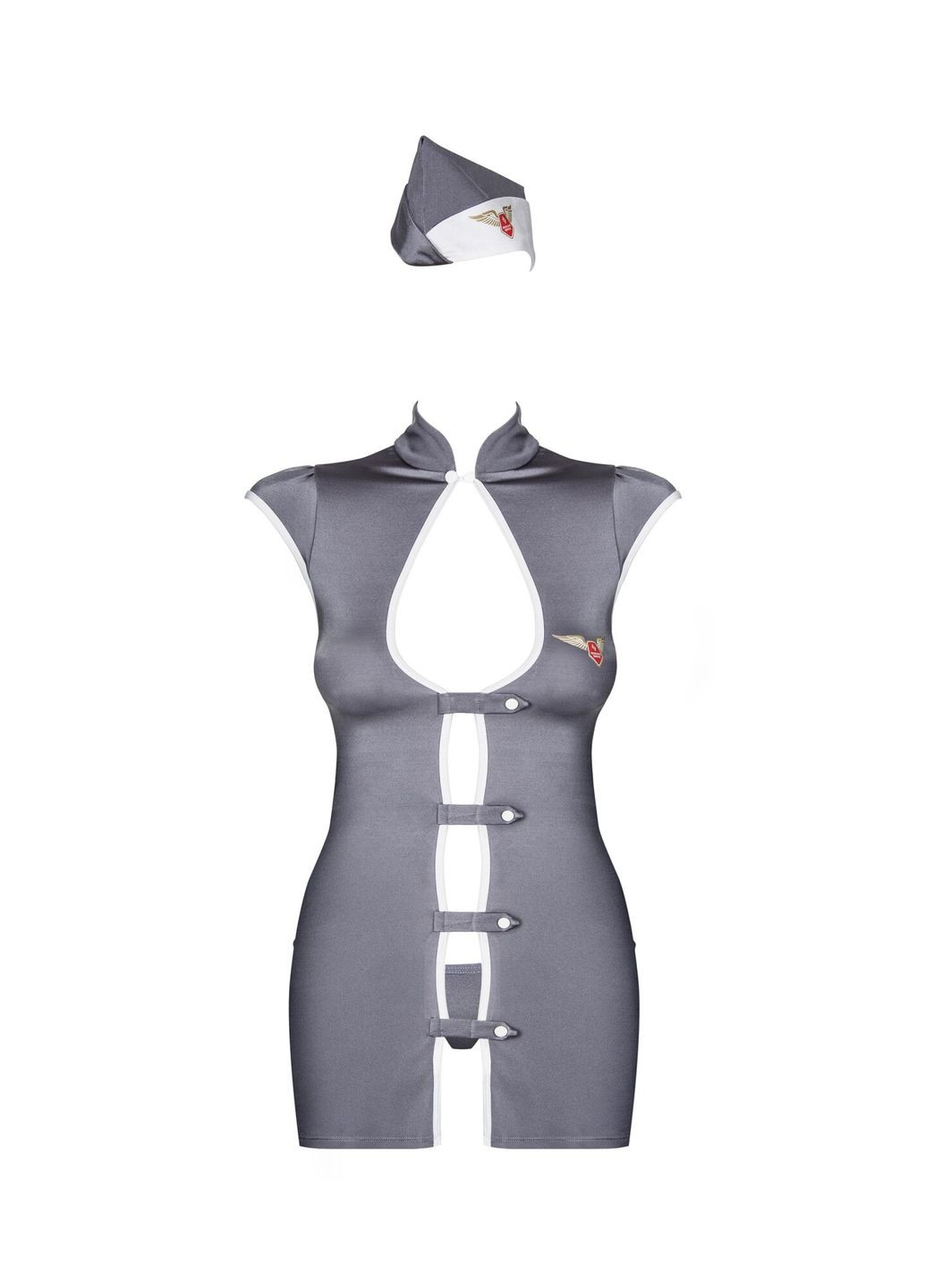 Эротический костюм стюардессы Stewardess 3 pcs costume серый - CherryLove Obsessive (282958929)