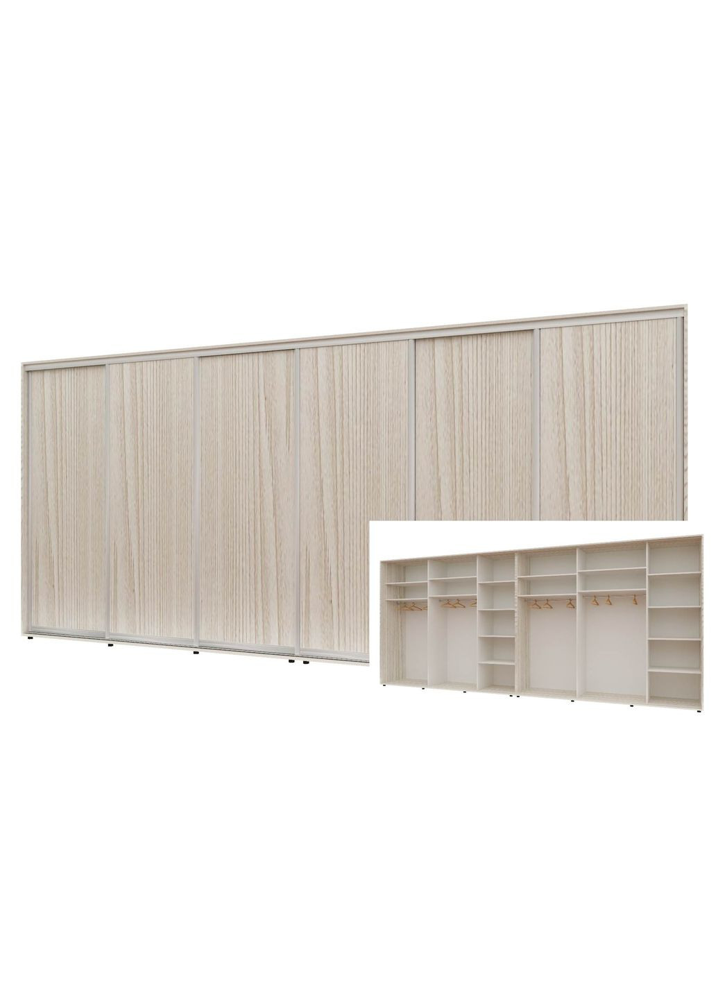 Шафа-купе шестидверна 440*60*220 см Дуб Білений 6 дверей ДСП Стандарт Комфорт Меблі (360450659)