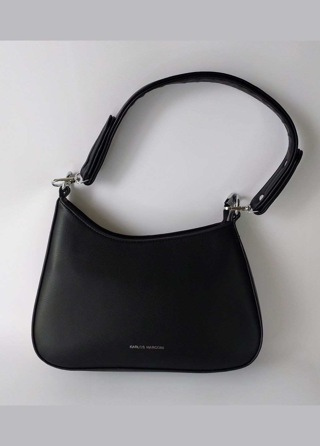 Сумка жіноча багет з коротким та довгим ремінцем чорна Karlos Marconi (335821298)