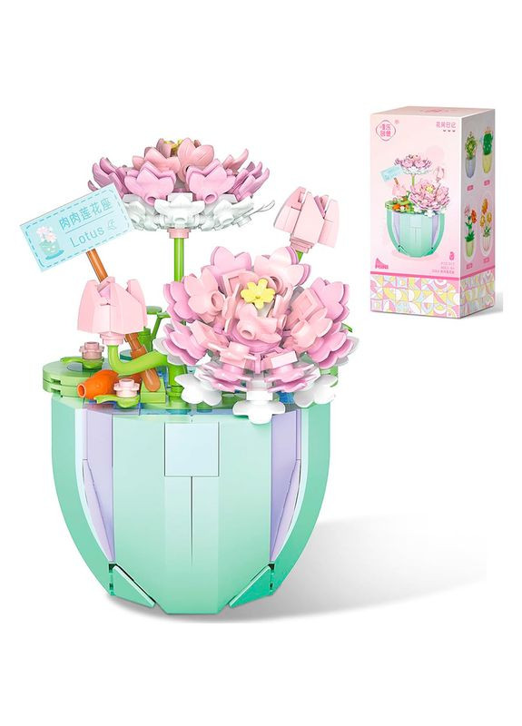 3D конструктор набір будівельних блоків 2084 квітковий конструктор Лотос 312 деталей YZ (362456010)