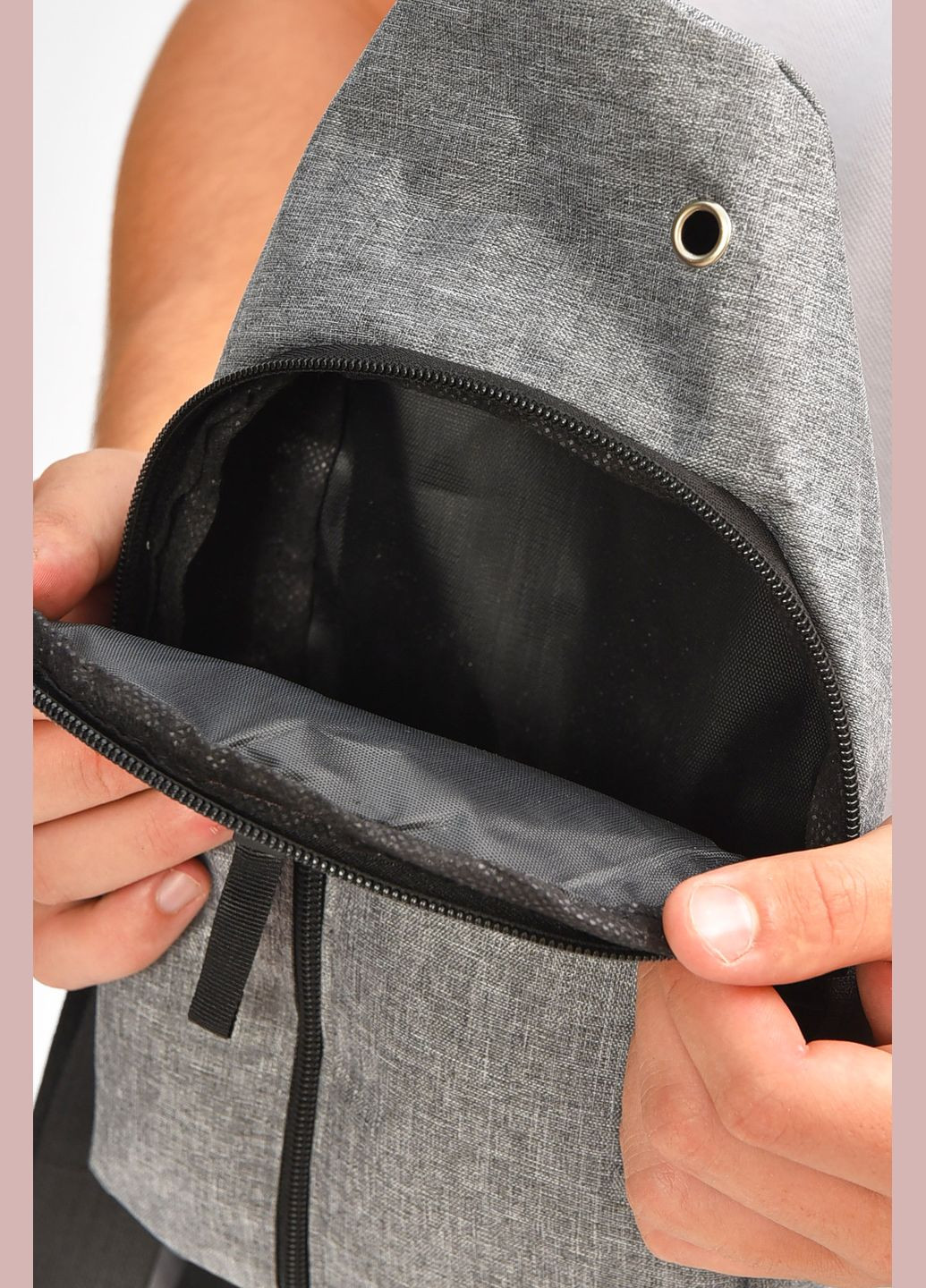 Сумка мужская через плечо текстиль серого цвета Let's Shop (343315889)