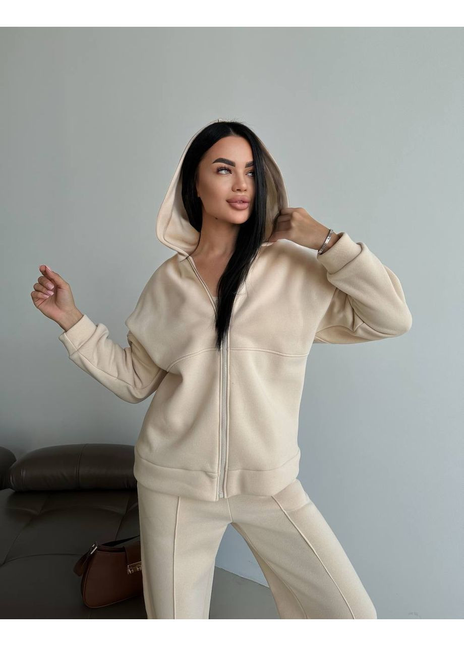 Женский спортивный костюм на флисе: худые на молнии и широкие брюки. MonCher (366241927)