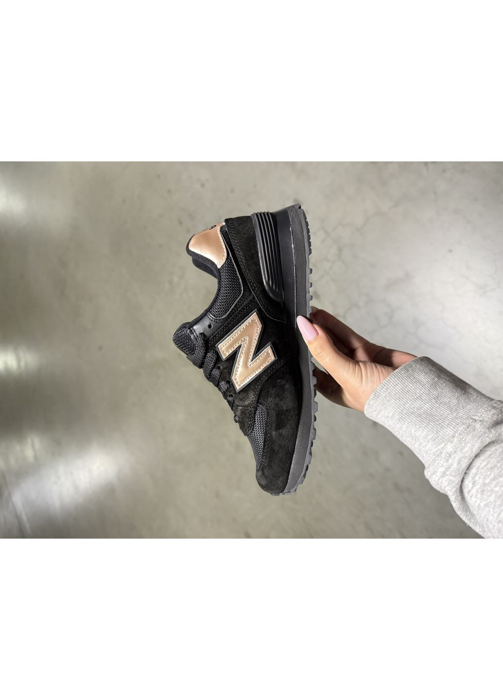 КРОСІВКИ ЖІНОЧІ NEW BALANCE 574 BLACK GOLD НЬЮ БЕЛАНС 574 No Brand чорні демісезони (369387732)