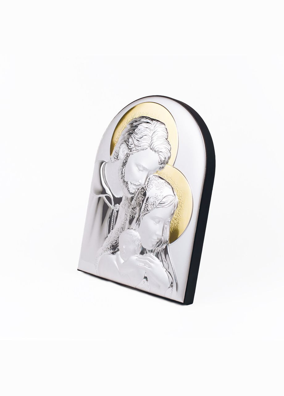 Серебряная икона Святая Семья с позолотой арочной формы 10,4х8,3см без рамки Silver Axion (266266053)