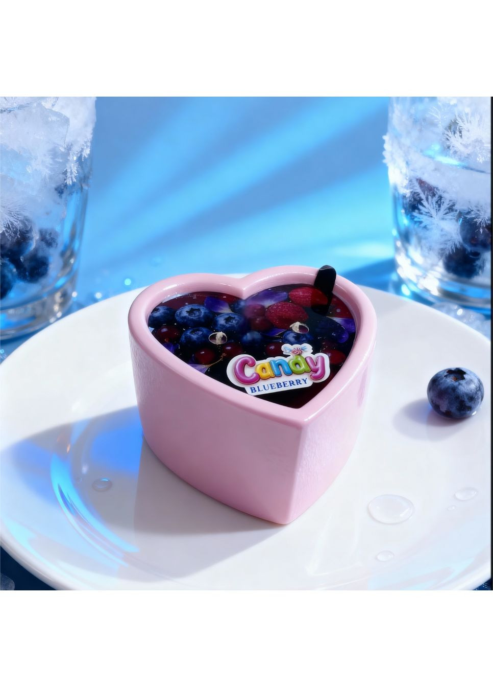 Массажная свеча с ароматом черники Blueberry в форме сердца, 70 мл Candy (369660670)