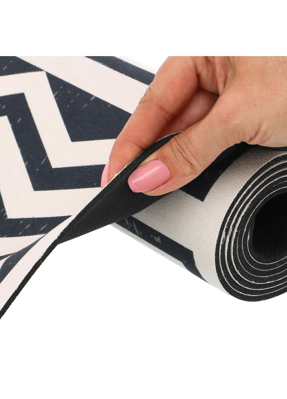 Коврик для йоги Замшевый двухслойный каучуковый 3мм Pro (размер 183x61x0,3см, серо ) Record (361433500)