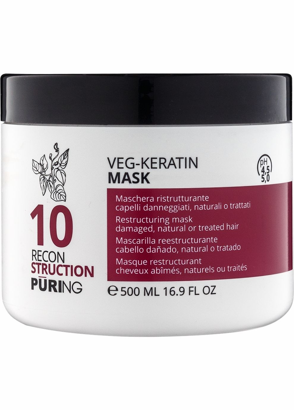 Маска відновлювальна з рослинним кератином 10 RECONSTRUCTION 500 мл Puring (334704602)