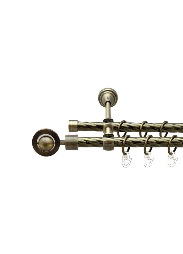 Карниз Пополо металлический двухрядный открытая скрученная труба Антик 16\16 мм 300 см (00-00022504) ORVIT (300691357)