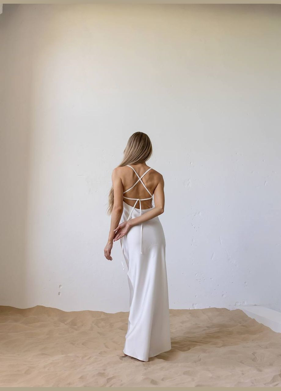 Белое праздничный, коктейльное, вечернее платье комбинация с завязками на спине платье-комбинация Україна
