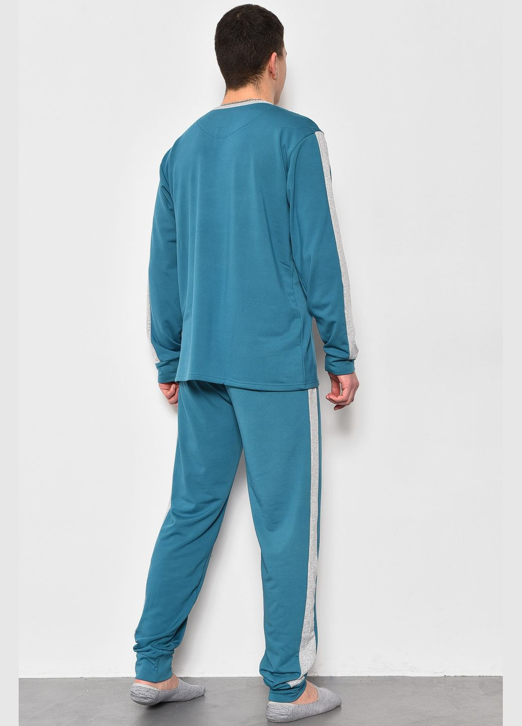 Піжама чоловіча на флісі напівбатальна смарагдового кольору Let's Shop (280199056)