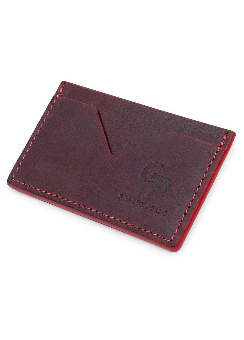 Шкіряний жіночий картхолдер 11527 Бордовий Grande Pelle (329147216)