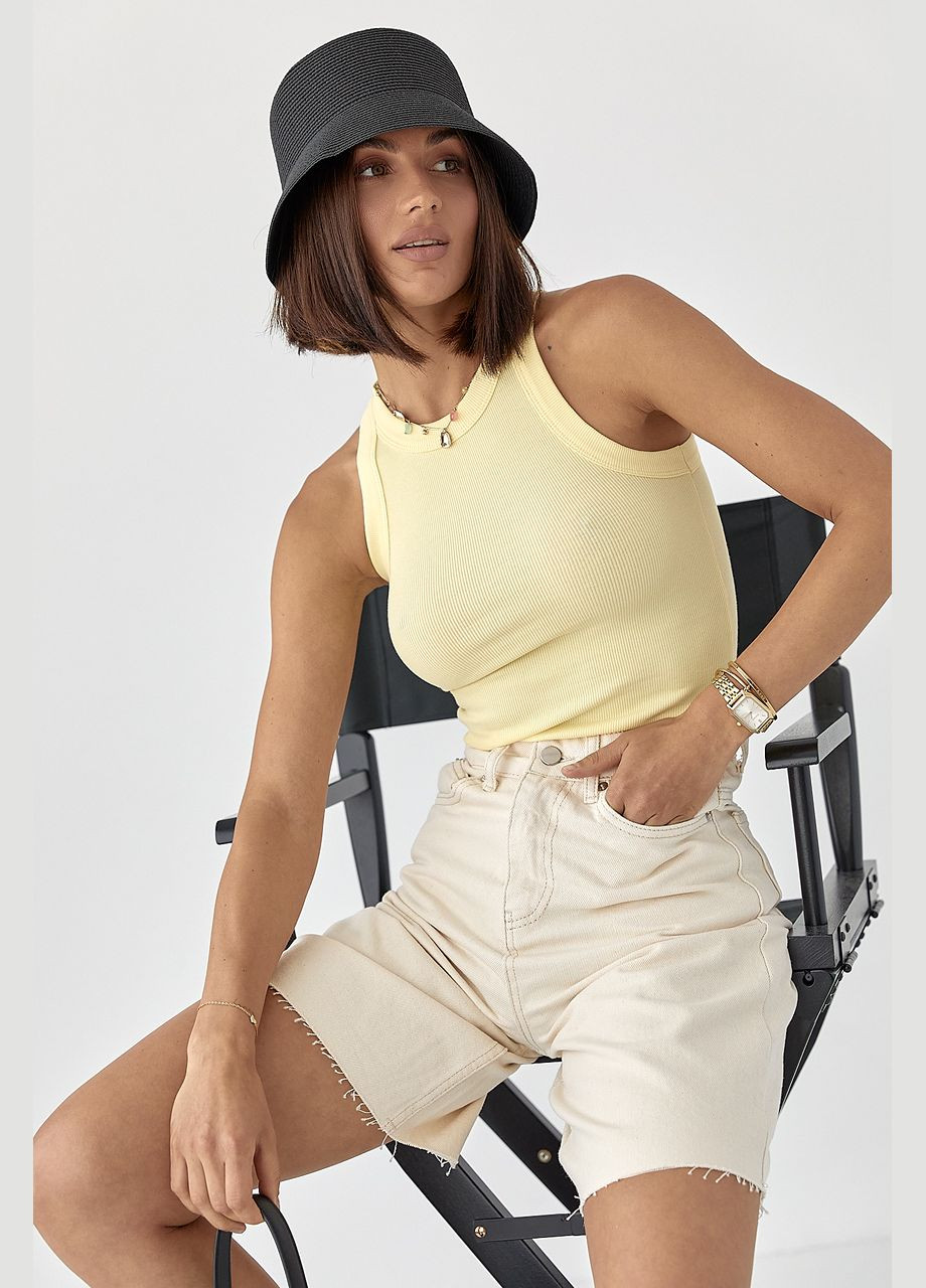 Майка приталена в рубчик - лимонний колір Lurex — 340917588