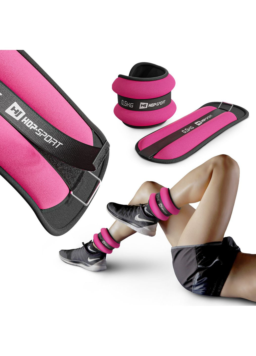 Утяжелители для ног и рук HS-S001WB 2х0,5кг розовые Hop-Sport (361952707)