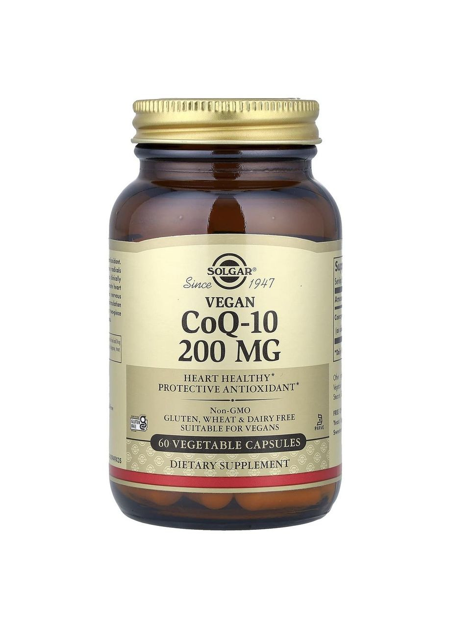 Коэнзим Q10, Vegan CoQ-10,, 200 мг, 60 вегетарианских капсул Solgar (362370497)