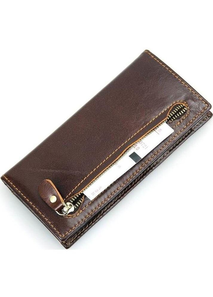 Гаманець чоловічий без застібки із натуральної шкіри з монетницею коричневий (sku_14536) No Brand (327819754)