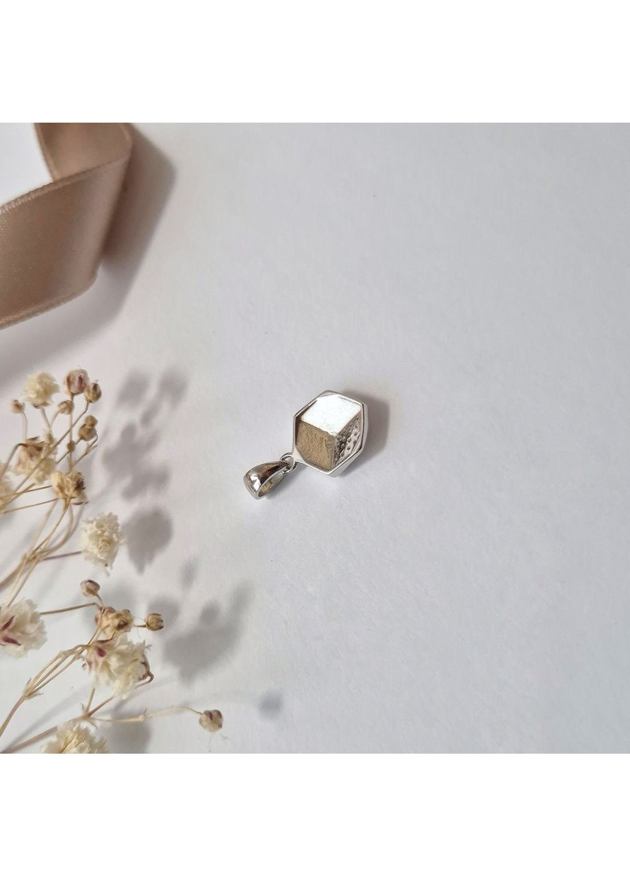 Серебряная подвеска кулон Кубик с Белыми камнями серебро 925 пробы Родированное 1621п 1.09г Nobrand (370438672)