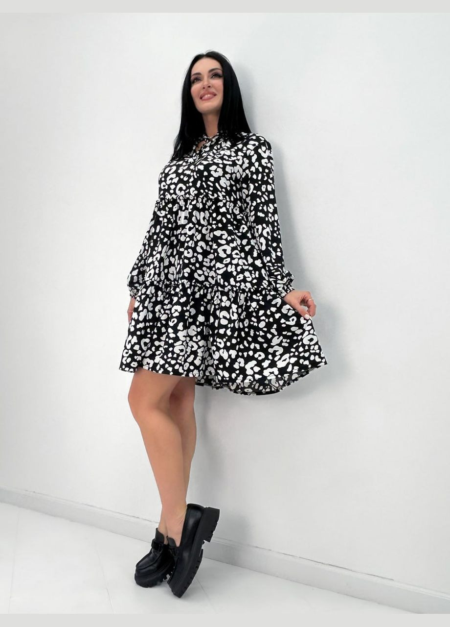 Чорна кежуал сукня у стилі оверсайз Fashion Girl з абстрактним візерунком