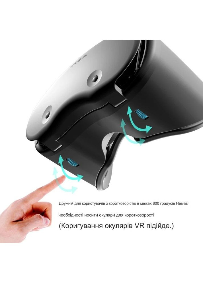Окуляри шолом віртуальної реальності VRG Pro X7 для телефонів з екраном від 5″-7″ + пульт ДУ чорні ORIGINAL (303916050)