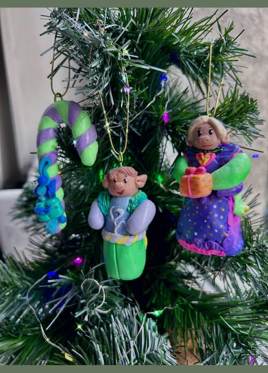 Набір ялинкових прикрас ручної роботи у подарунковій коробці Эльфа (321993506)