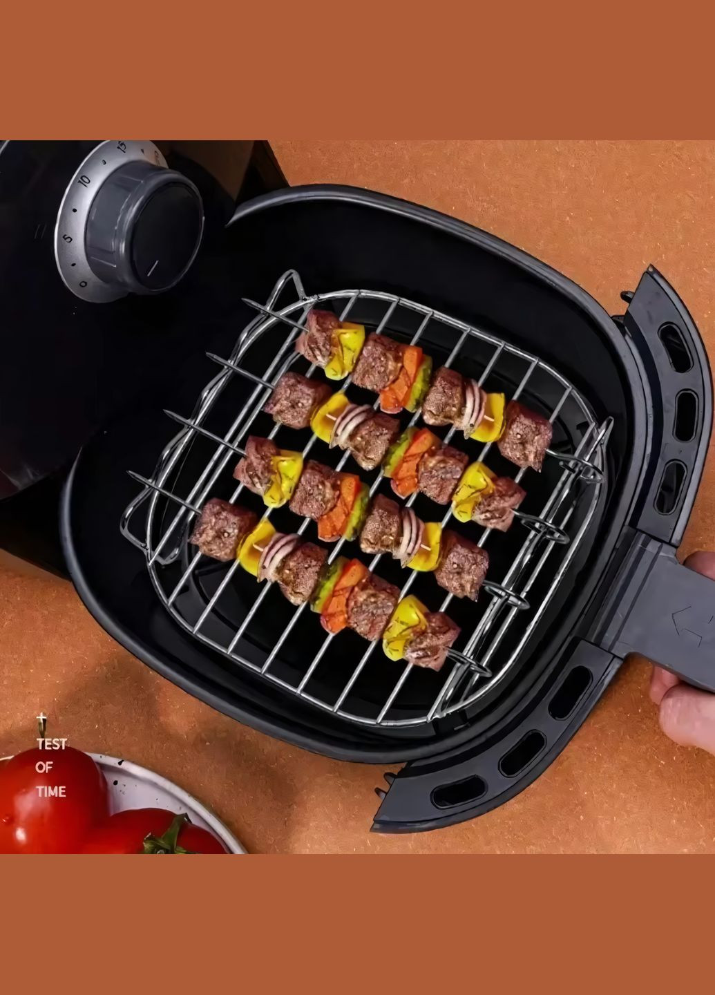 Решітка з 4-ма шампурами для аерогриля, мультипечі універсальна 190х190мм No Brand (341324957)