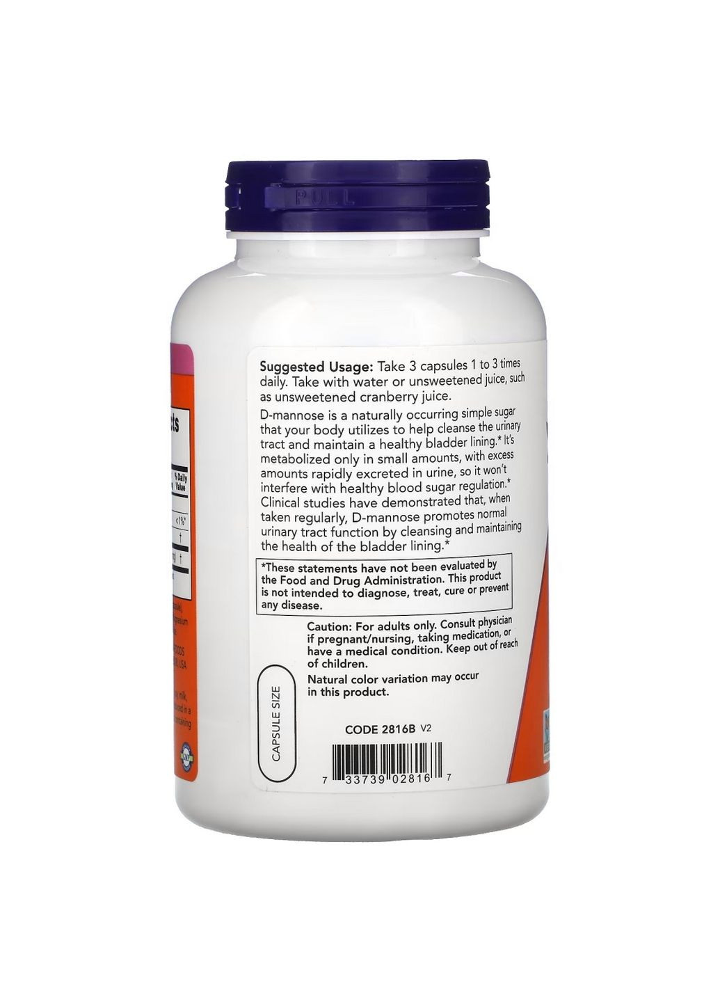 Натуральна добавка D-Mannose 500 mg, 240 вегакапсул Now (293482888)