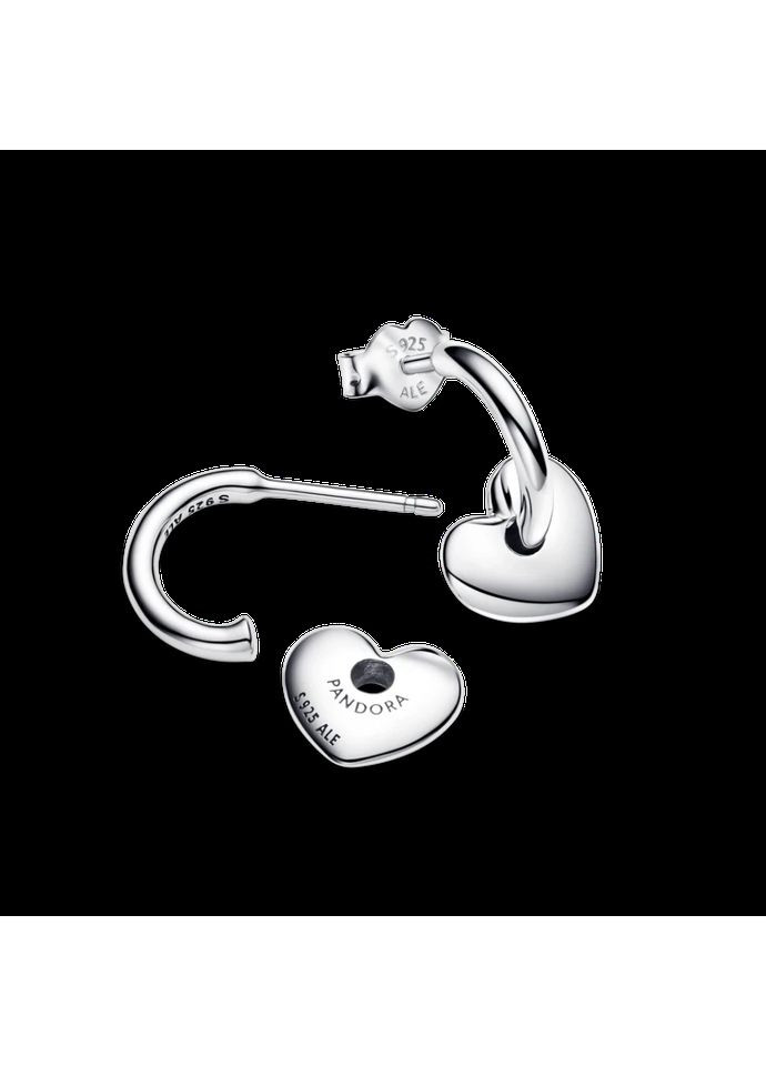 Серебряные серьги с бантиками Пандора открытые хупы с сердцами 293460C00 Kabluchka (355347682)