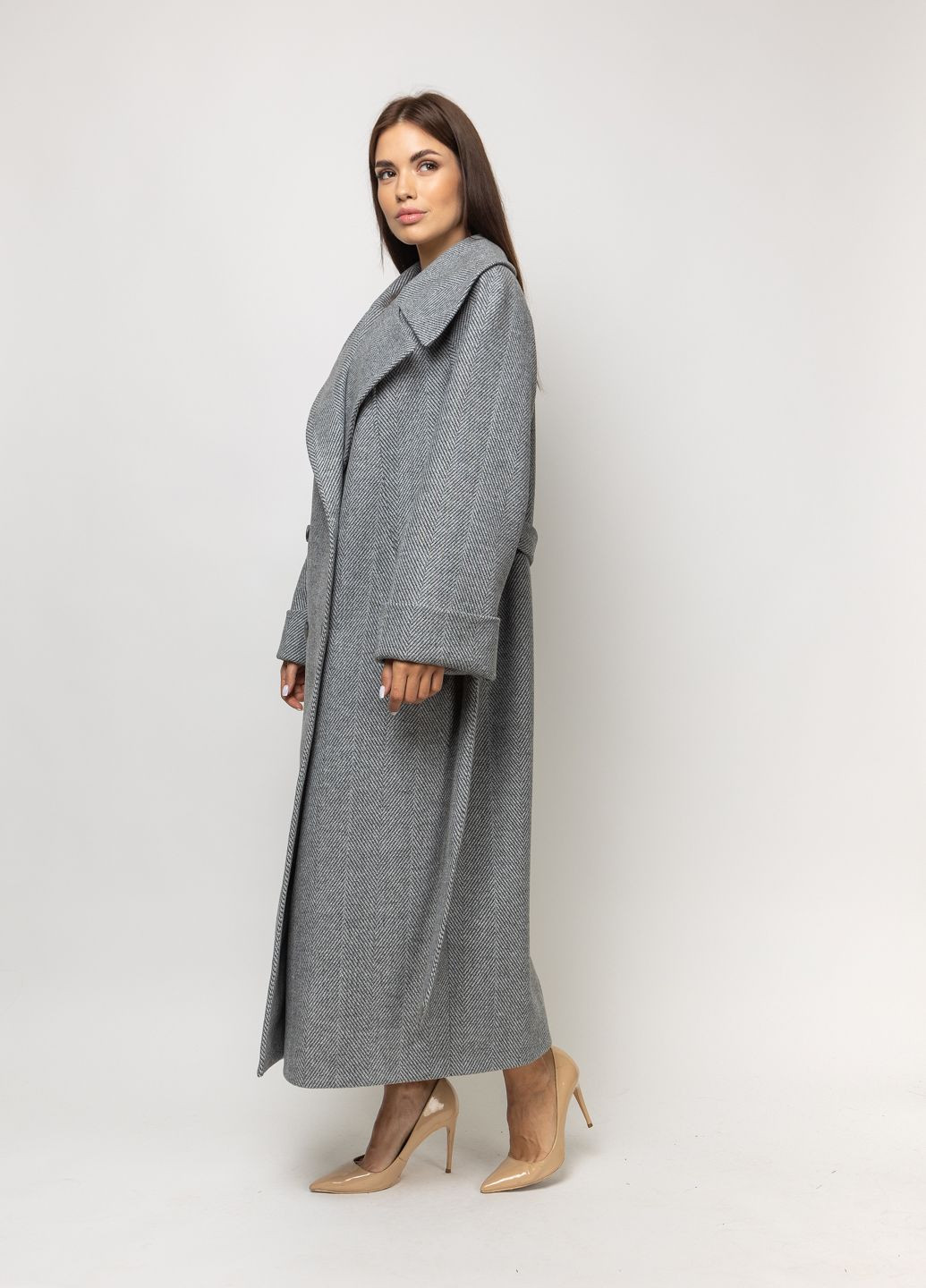 Сіре демісезонне Пальто класичне жіноче Марсель сіре двобортне CHIUAS