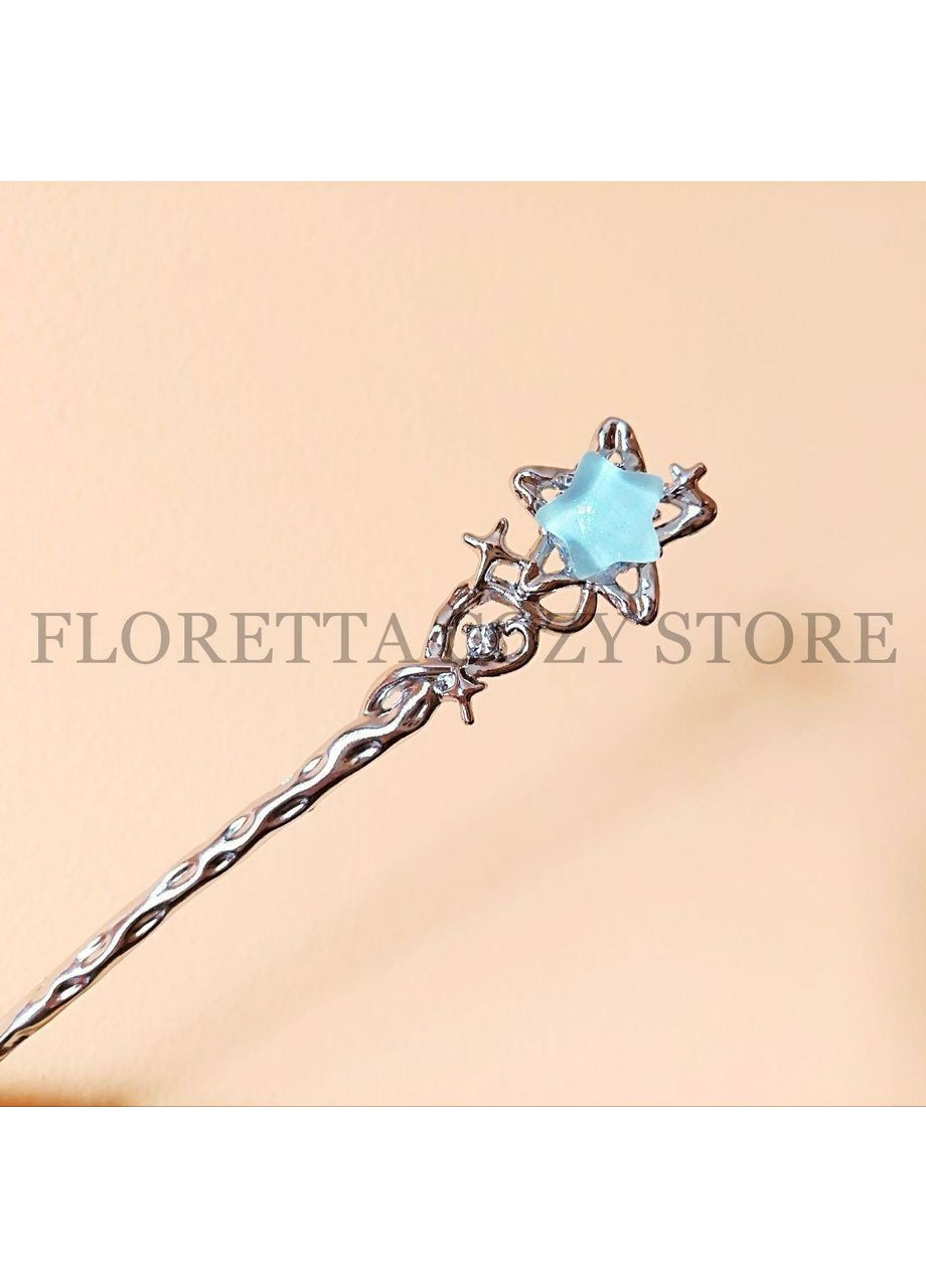 Японская заколка для волос канзаши в стиле Звездная Сказка с кристаллом No Brand (370290244)