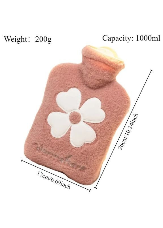 Грелка резиновая с плюшевым чехлом розовая, 1 л No Brand (315725383)