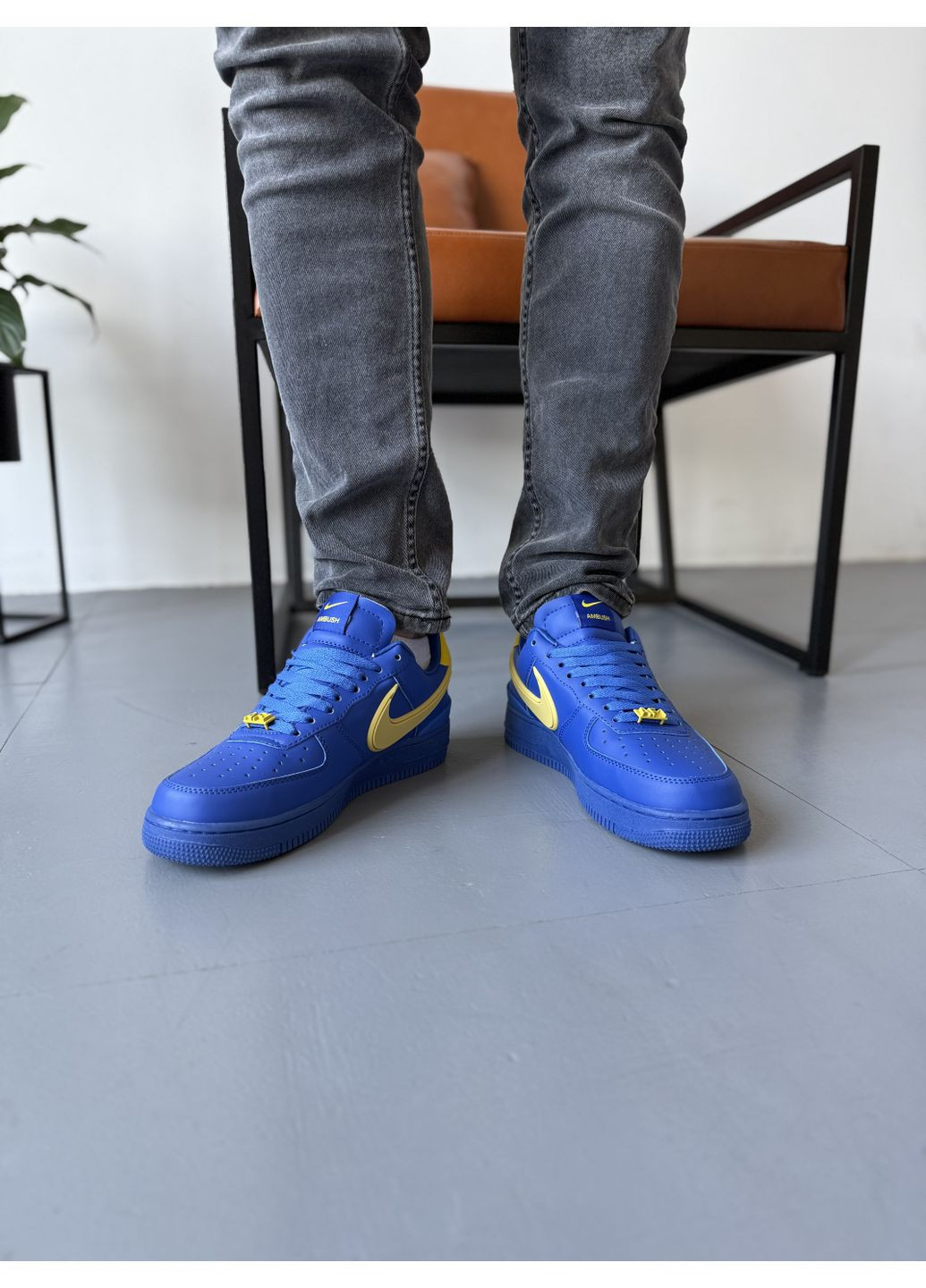 КРОССОВКИ ЖЕНСКИЕ NIKE AIR FORCE 1 LOW X AMBUSH BLUE YELLOW НАЙК АИР ФОРС 1 ПРЕМИУМ No Brand комбинированные демисезоны (368884800)