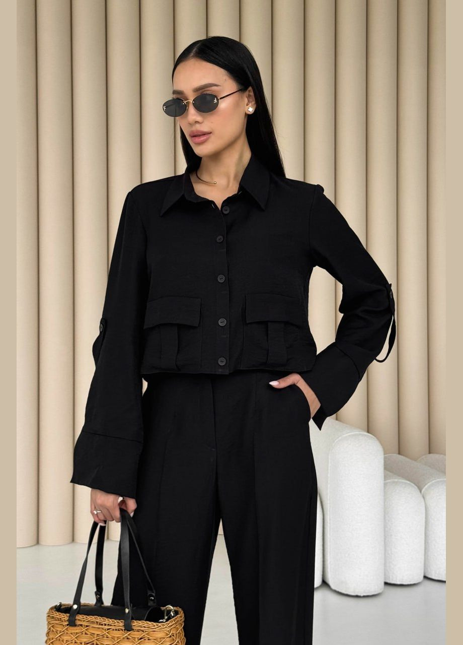 Свободный костюм прямого кроя черного цвета Jadone Fashion (292553262)