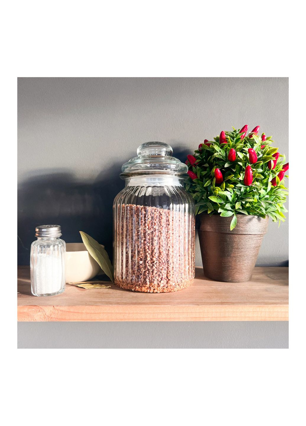 Банка ємність скляна з кришкою для зберігання сипучих продуктів 1150 мл S&T (325402300)