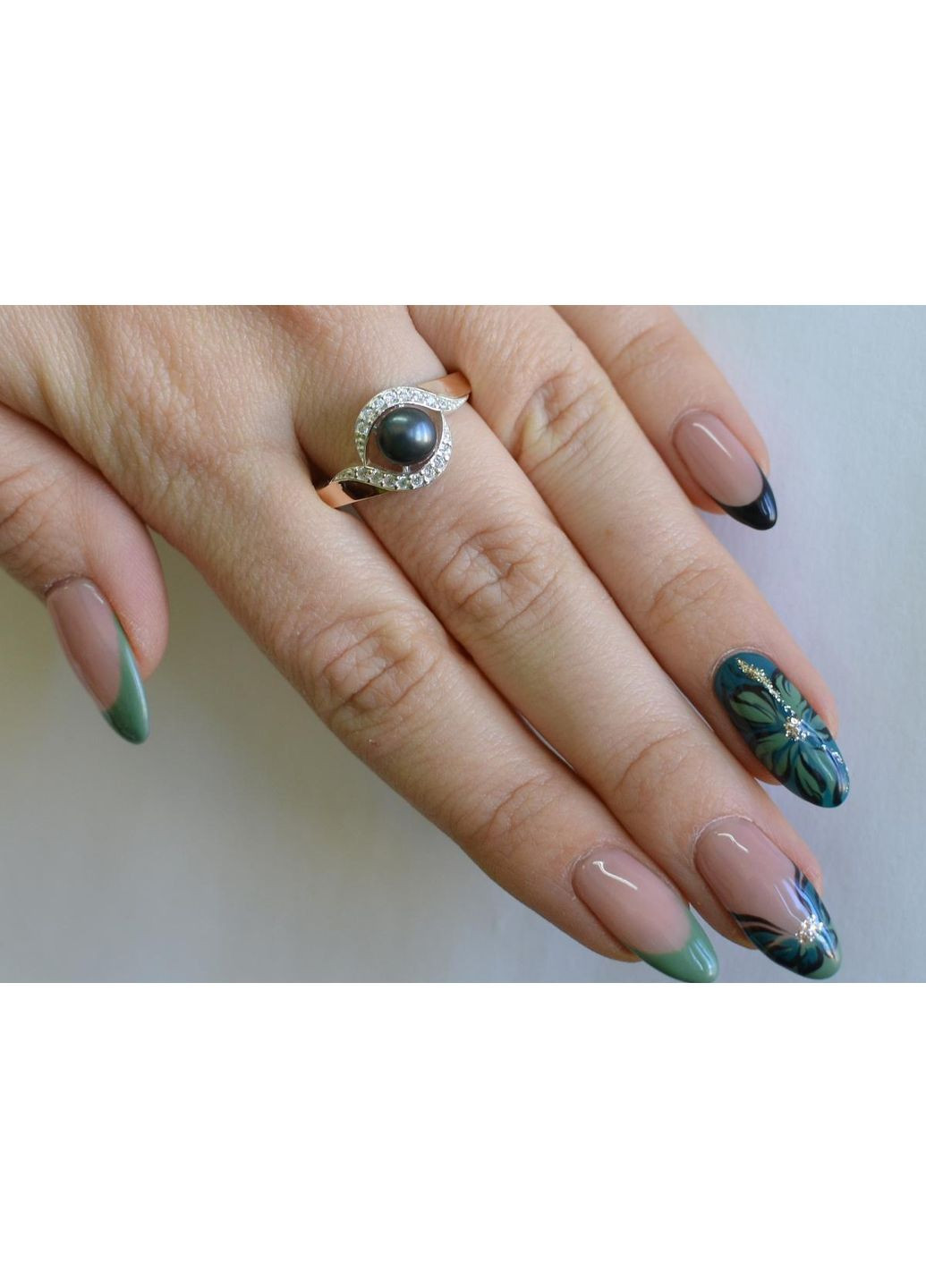 Срібна каблучка з золотоми вставками та перлиною Silver Style (367112234)