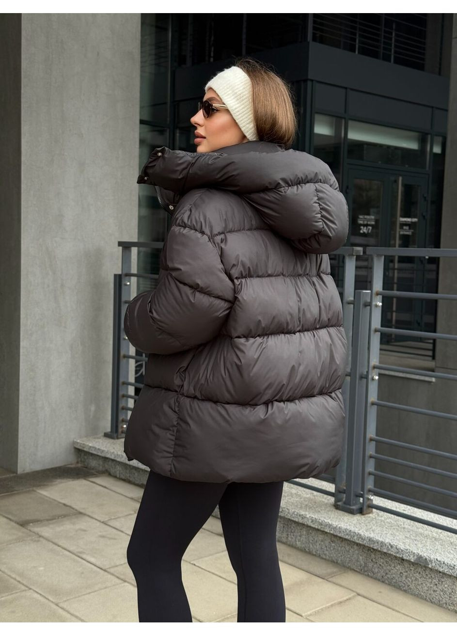 Черная зимняя теплый женский пуховик рей MioRichi