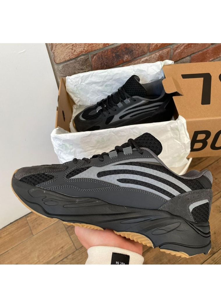 Серые демисезонные кроссовки мужские adidas yeezy boost 700 v2 no logo grey адидас изи буст No Brand