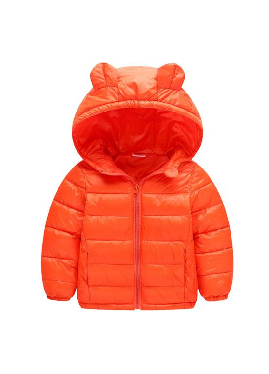 Оранжевая демисезонная куртка однотонная с ушками ( ) (323) Qoopixie