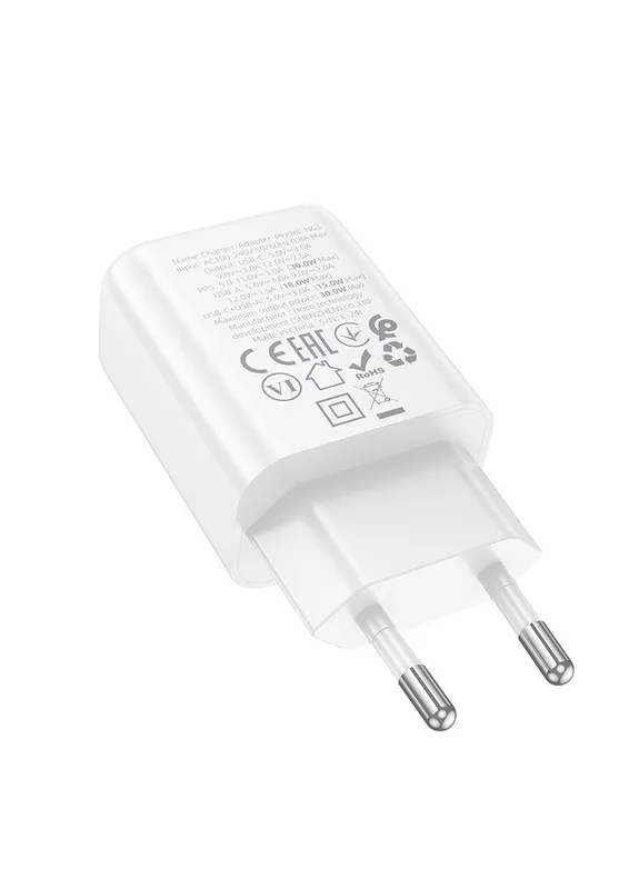 МЗП N63 Gentle PD30W+QC3.0 (1USB-A/1C) + кабель Type-C to Lightning White Hoco (409810674)