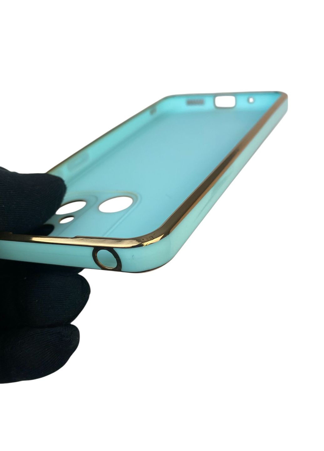 Чохол для Redmi 12C глянцевий із захистом камери із золотою окантовкою на сяомі редмі 12с бірюзовий gs1 Xiaomi (366228364)