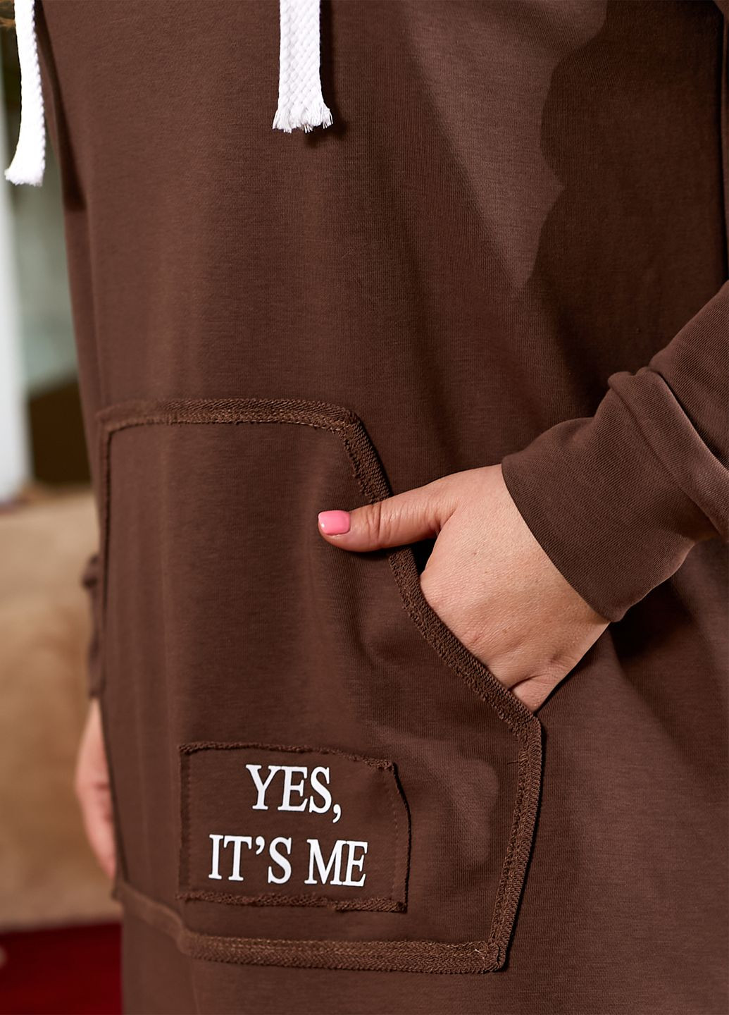 Коричневое спортивное, повседневный платье-худи макси платье-худи No Brand однотонное