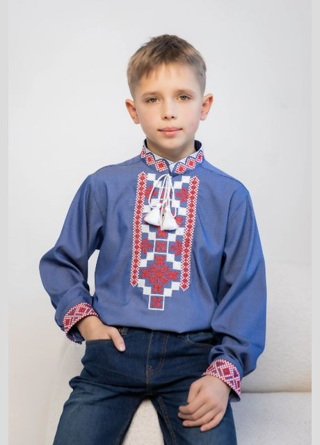 Вишиванка для хлопчика Ярко синя з червоним Galychanka 6962 (355802394)