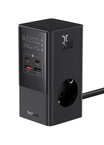 Удлинитель зарядная станция PowerCombo Tower Digital Power Strip 3AC + 2U + 2C 35W 1.5 Baseus (294205967)