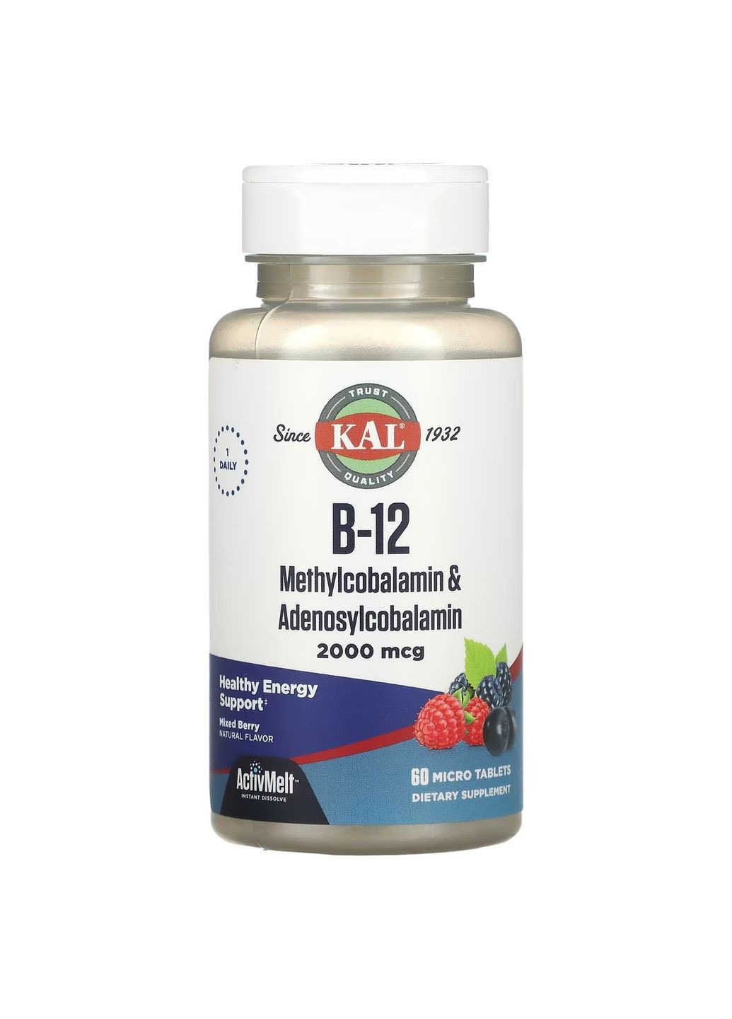 В12 метилкобаламин и аденозилкобаламин B-12 Methyl and Adenosyl 2000мкг - 60 таб KAL (296656156)