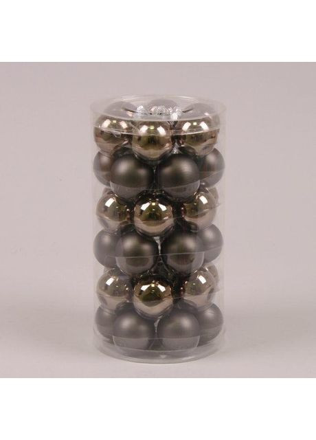 Шары новогодние стеклянные D 3,8 см 36 шт. (44562), коричневые, шары на елку, елочные игрушки Flora (311201251)