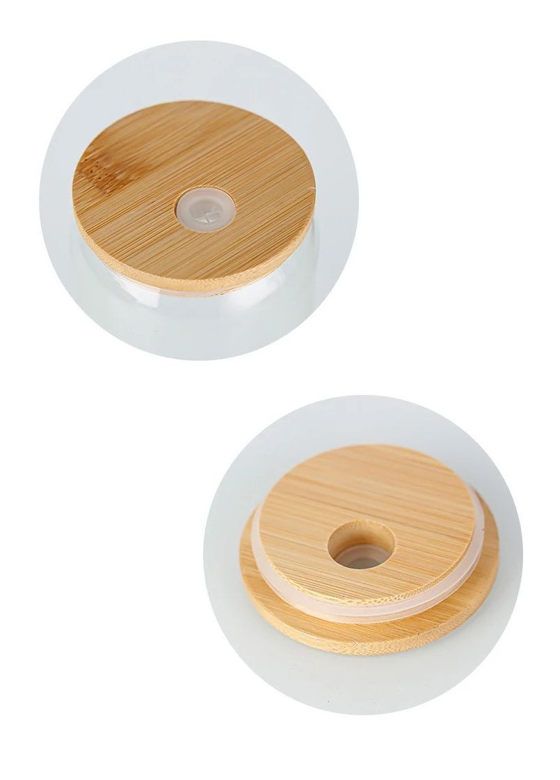 Набір склянок-банок для коктейлів з бамбуковою кришкою та трубочкою - Can 450 мл, 4 шт More (317253873)