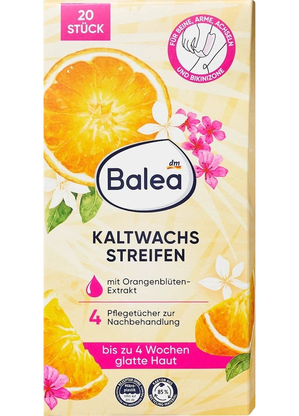 Полоски холодного воска Körper, 20 шт | до 4 недель гладкой кожи, экстракт апельсинового цвета Balea (341278451)