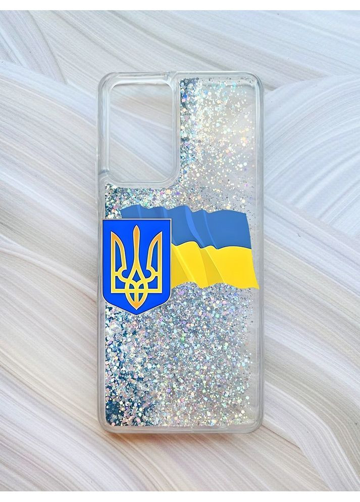 Чохол з плаваючими блискітками на Xiaomi Redmi Note 10 Pro/10 Pro Max Срібло:: Тризуб і прапор (принт 384) CASE CONTROL (360698816)