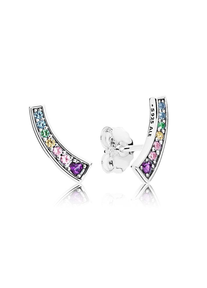 Срібні сережки Пандора кульчики Веселка кохання 297077NRPMX Kabluchka (355345703)