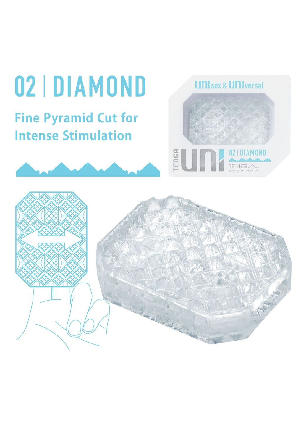 Унісекс-стимулятор UNI Diamond, білий, із зубчастим рельєфом, лубрикант у комплекті Tenga (335392963)